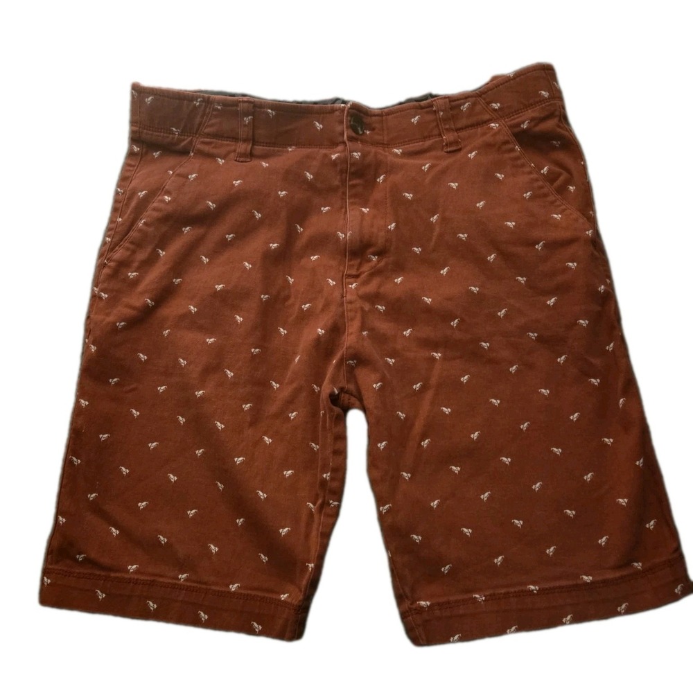 Plugg Flex Men's Red Printed‎ Stretch Chino Shorts Size 34 Casual Golf Preppy